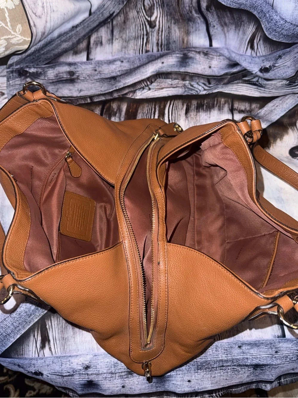 COACH Edie 31 Brown Leather Shoulder Tote